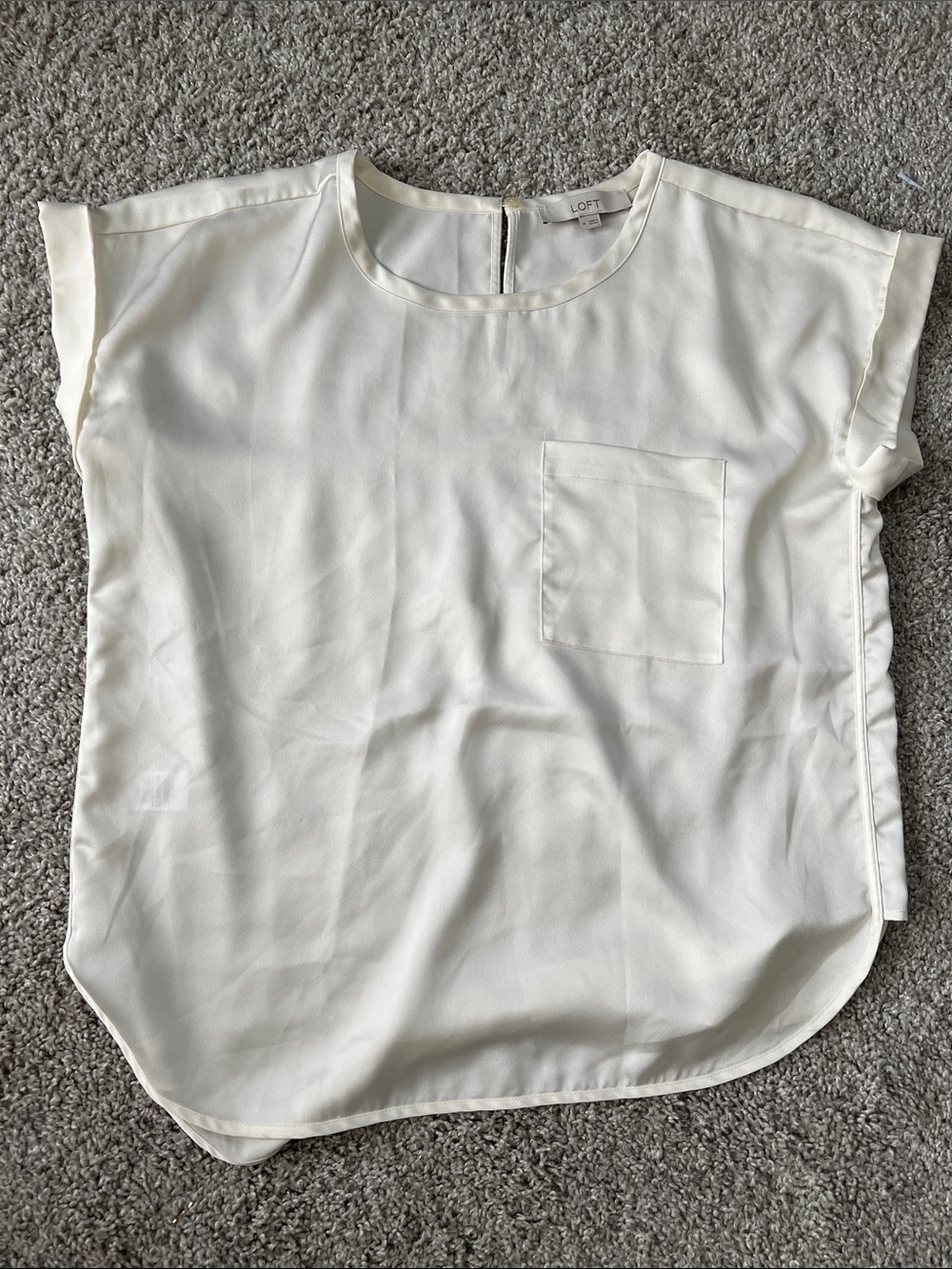 LOFT Ivory Short-Sleeve Pocket Blouse